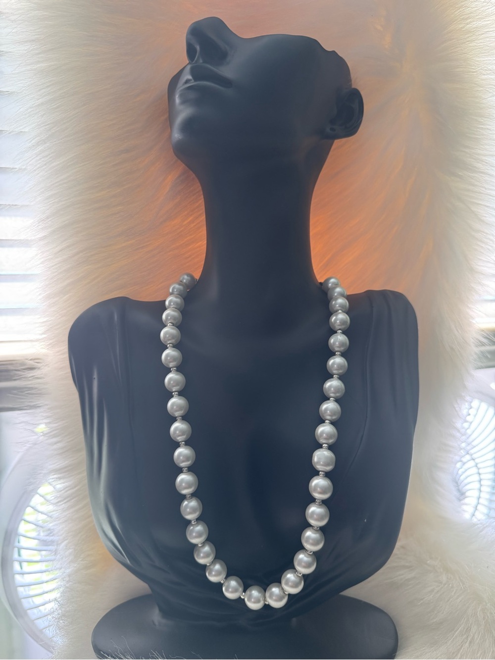 Classic Pearl Bead Necklace - White Pearlescent Strand-with Magnetic Clasp